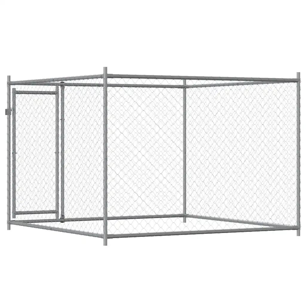 Gabbia per Cani con Porta Grigia 2x2x1,5 m in Acciaio Zincato CFW3781916