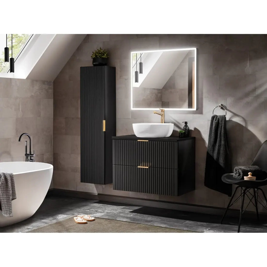 Specchio bagno LED rettangolare grafite 83x68 cm design