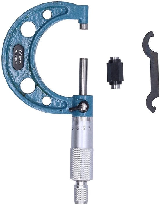 Strumento di misura esterno per viti - Alta precisione - Materiale in acciaio inossidabile - Progettazione portatile - Blocco di calibrazione - Precisione 0,01 mm - Micrometro esterno