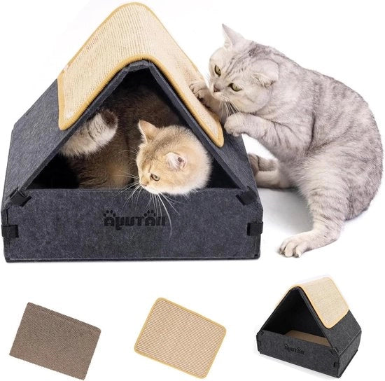 Cesta da Gatto in Feltro - Cesta per Gatti Solida per Facile Manutenzione - Ripiegabile - 43 x 33 x 35 cm - Grigio