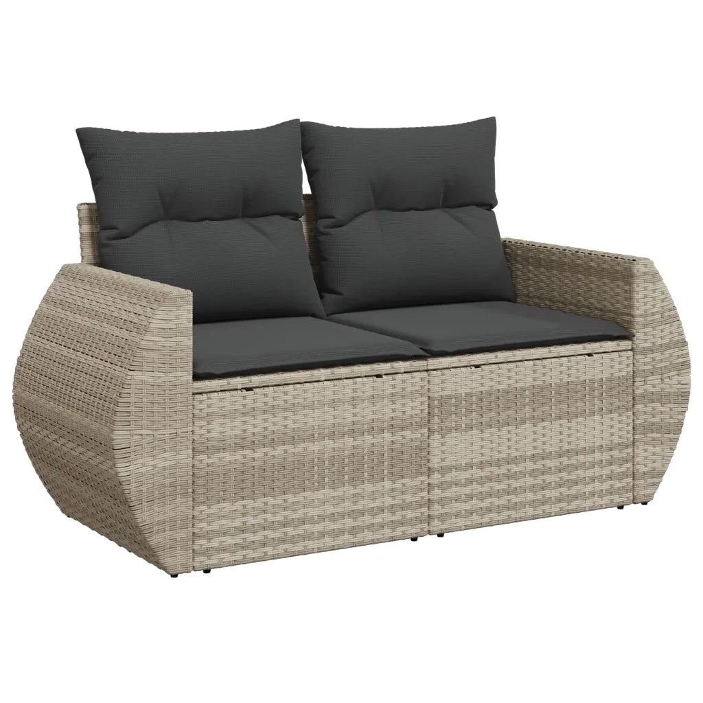Set Divano da Giardino 9pz con Cuscini Grigio Chiaro Polyrattan 3221821