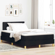 Letto a Sorgente LED con materasso Nero 120 x 200 cm Tessuto