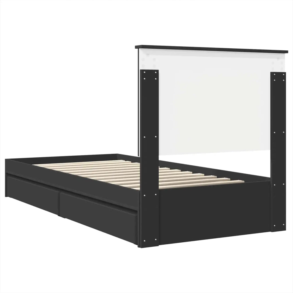 Letto con Contenitore Nero 90 x 190 cm Legno multistrato 3411251