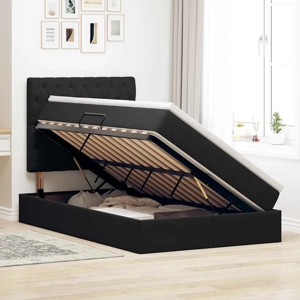 Letto con contenitore e materasso Nero 120 x 200 cm Velluto 3372083