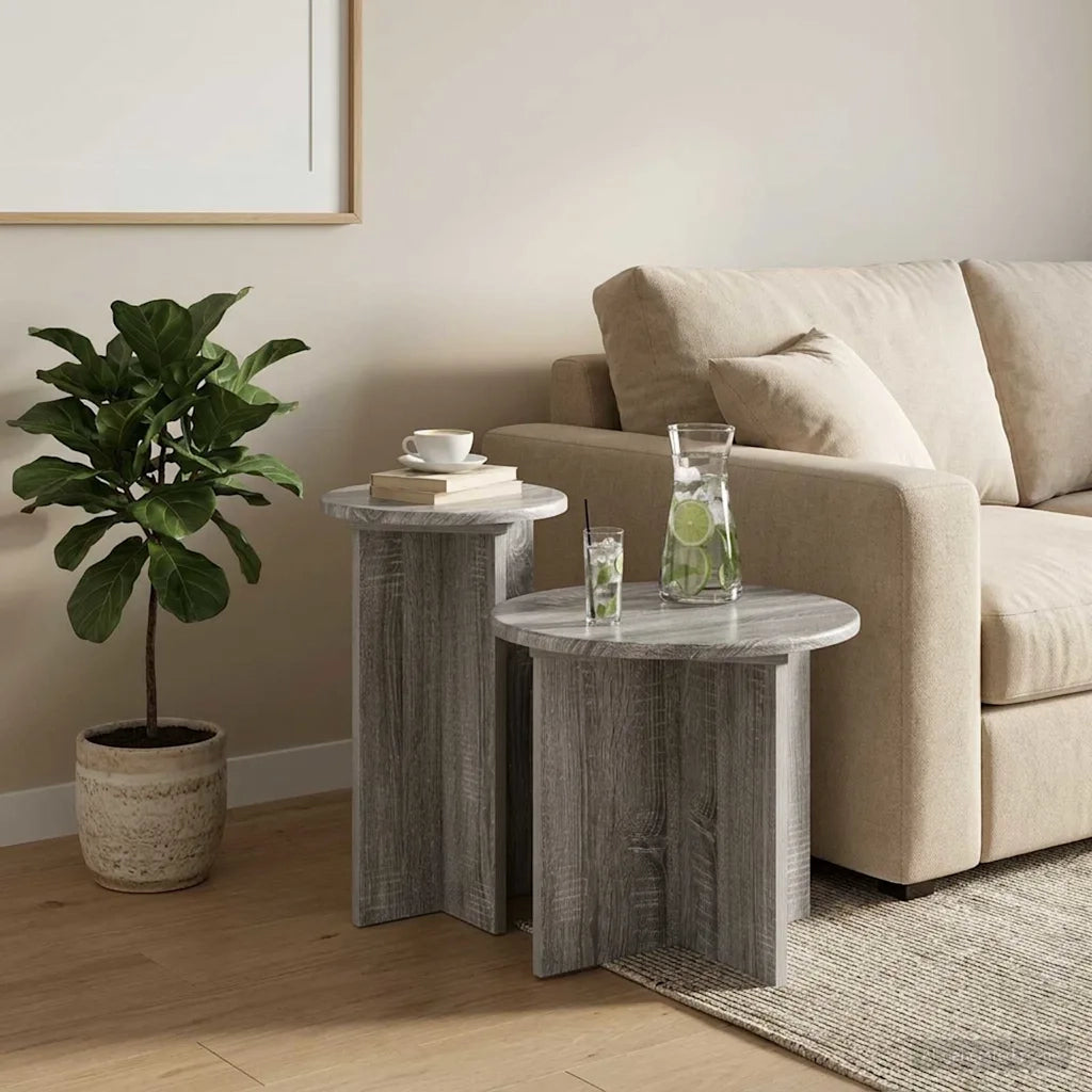 Set tavolini 2 pz Grigio Sonoma Ø 45 x 35 cm 8001034
