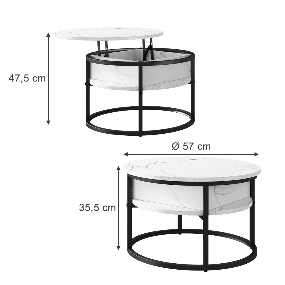 Vicco Tavolino Marmo bianco 57 x 57 cm