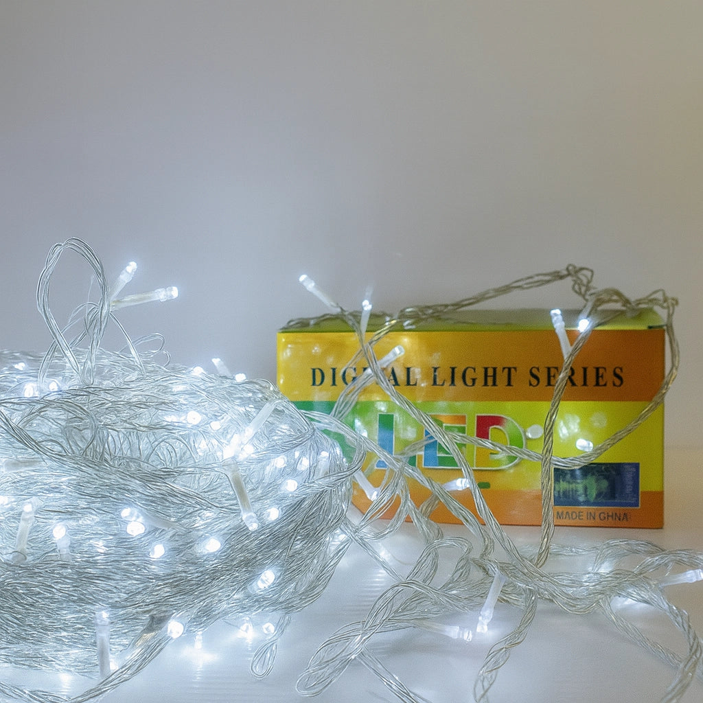 Luci Led per albero di natale decorazione con 8 giochi luce da 10/20/30/50 metri colori misti certificate IP65 prolungabile LUNGHEZZA: 20 mt - 200 led, COLORE LED: BIANCO FREDDO