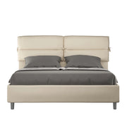 BS COM Letto matrimoniale con rete imbottito 160x190 similpelle tortora