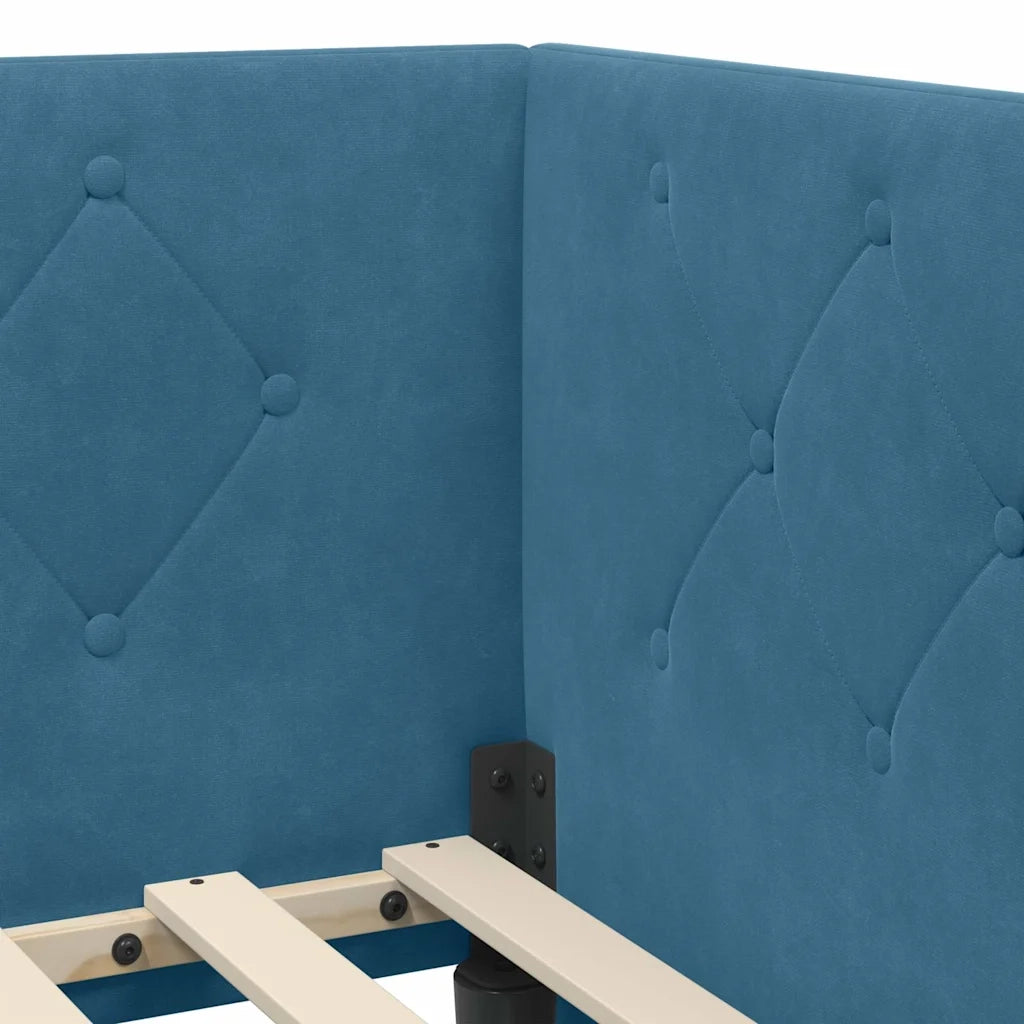 Cornice del letto ad angolo Blu 100 x 200 cm Velluto 3394091