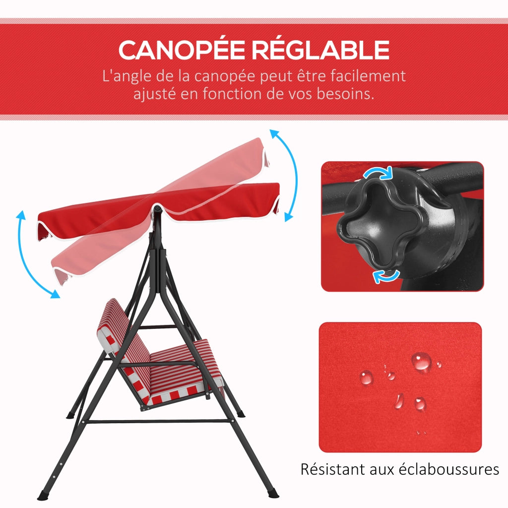 Amaca da Giardino 3 Posti con Cuscini ¨C Zephmum ¨C Nero Rosso