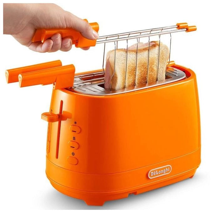 De'Longhi CTLAP2203.O Tostapane 2 fette 550 W funzione scongelamento e riscaldamento griglia panino colore Arancione