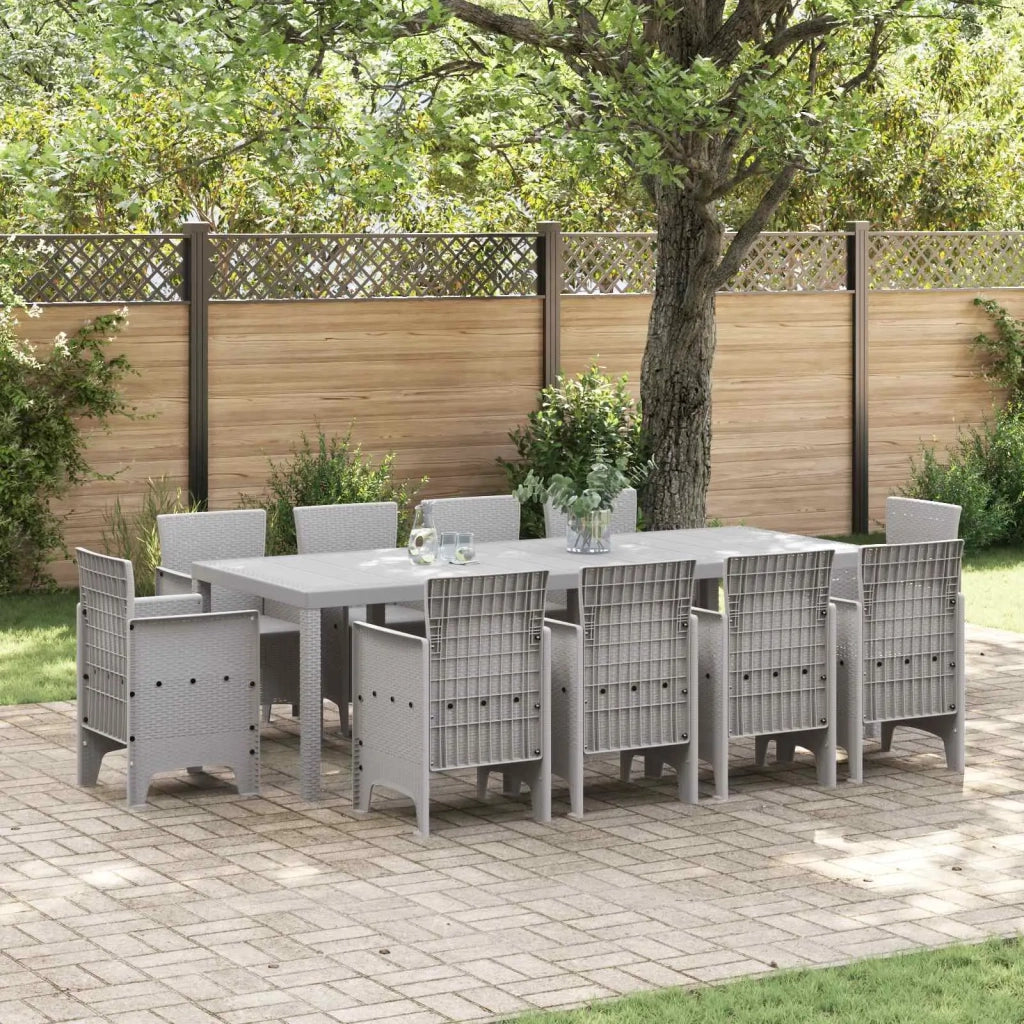 Set da Pranzo per Giardino 11 pcs Grigio chiaro Polipropilene 3378607
