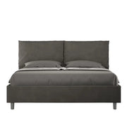 Letto matrimoniale con rete imbottito 160x190 microfibra grigio Antea