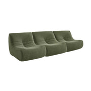 Divano modulare tessuto effetto alpaca, 3 posti, verde kaki