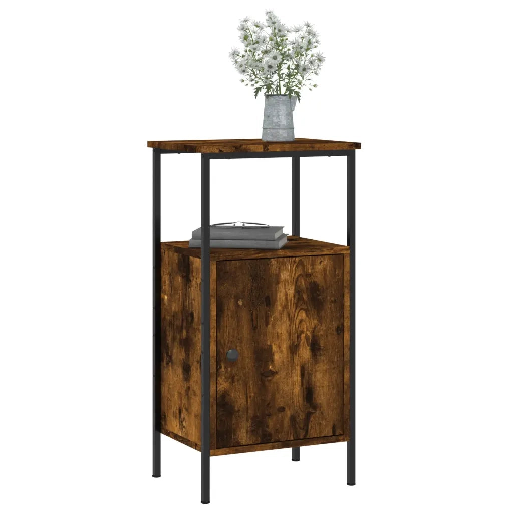 Comodino | Armadio da Notte | Mobiletto da notte Rovere Fumo 41x31x80 cm Legno Multistrato