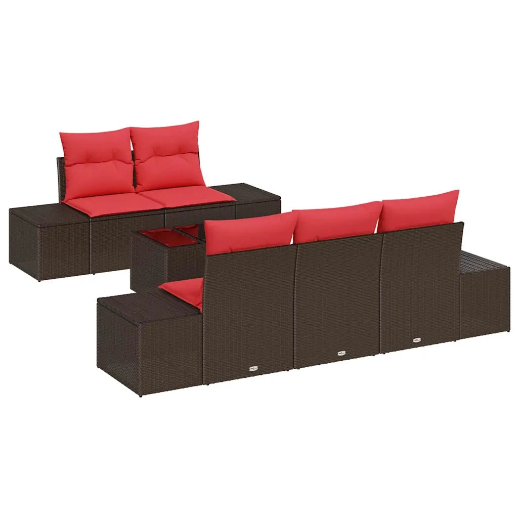 Set Divano da Giardino 6 pz Beige e Rosso polyrattan 3355613