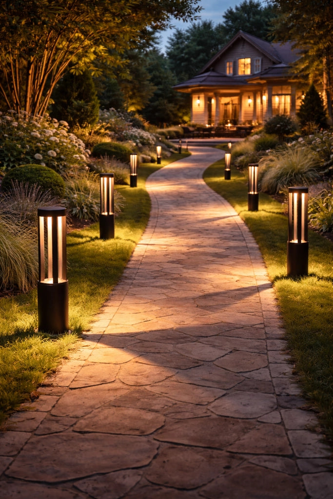Lampioncino LED da Giardino 60 cm 12W 600LM Luce Calda 3000K IP65 Paletto Luminoso da Esterno in Alluminio per Vialetti Giardino Cortile Illuminazione Moderna Nero
