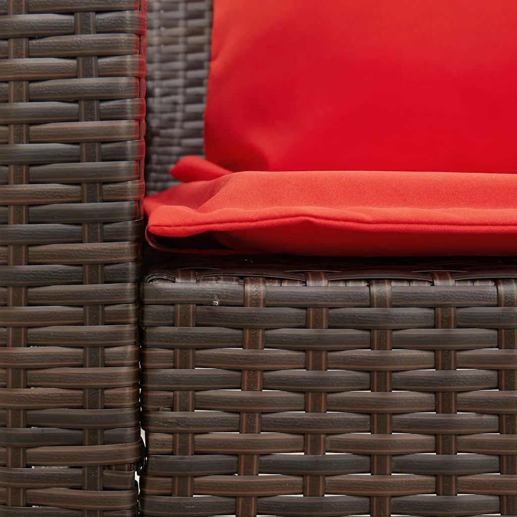 Divano da Giardino con Cuscini in Polyrattan Marrone 3365336