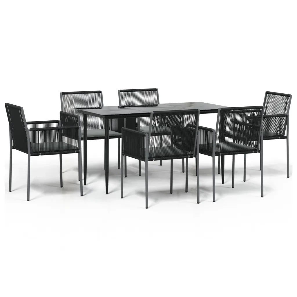 Set Pranzo Giardino 7 pz con Cuscini Polyrattan e Acciaio Nero 3187068