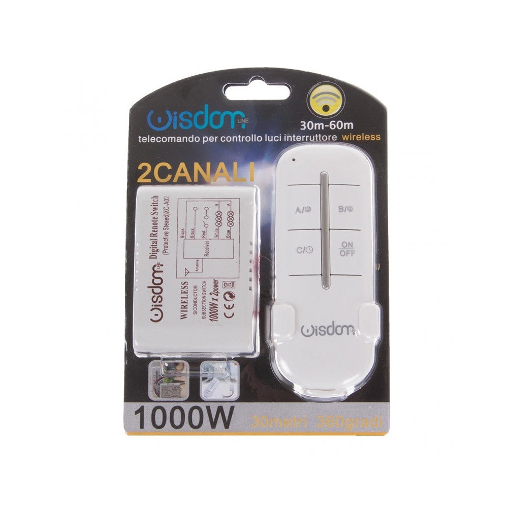 Trade Shop - Centralina 2 Canali + Telecomando Wireless Wisdom Per Controllo Luci Led 1000wx2 -