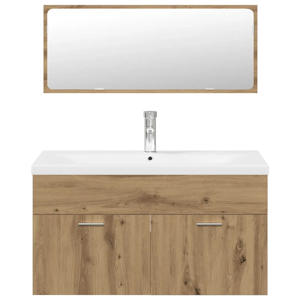 Set Mobili da Bagno 3 pz Rovere Artigianale Legno Multistrato 3328912