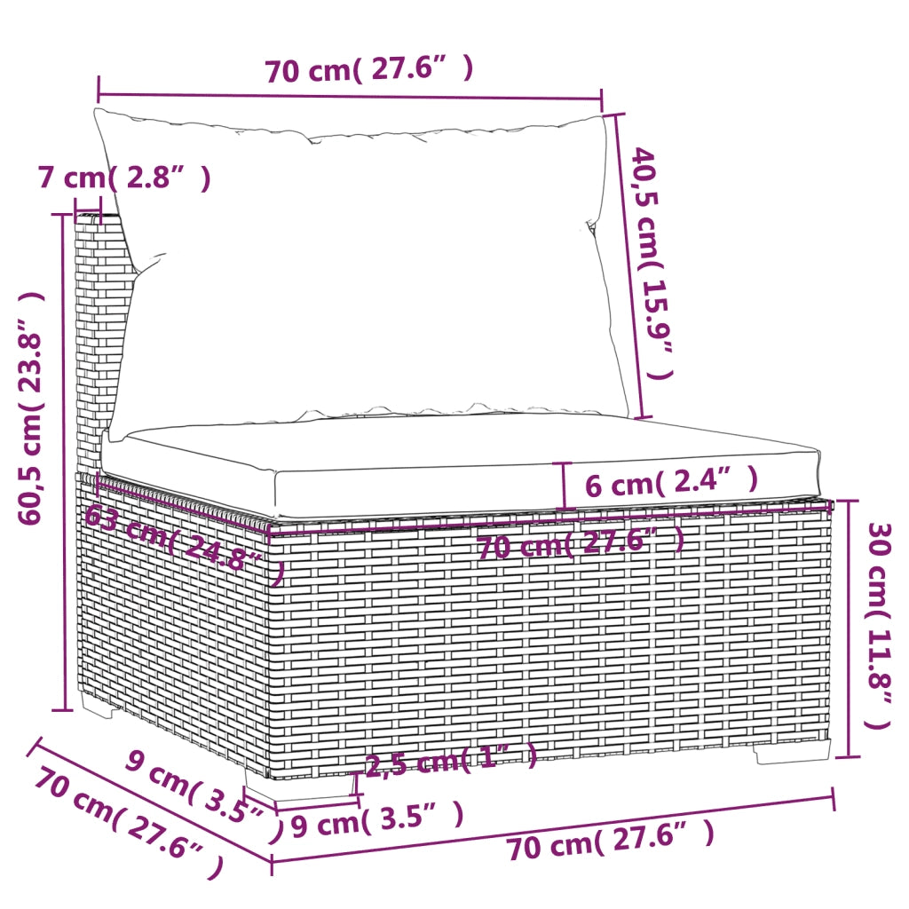Set Divani da Giardino 7 pz con Cuscini in Polyrattan Marrone 3101739