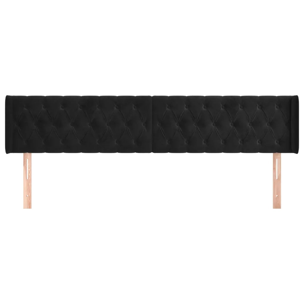 Testiera | Testata ad Orecchio Nera 183x16x78/88 cm in Velluto