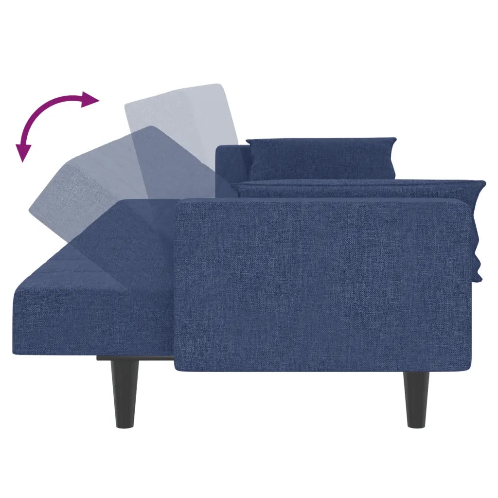 Divano Letto a 2 Posti con 2 Cuscini-Sofa Letto 2 Posti-Daybed Blu in Tessuto 623037