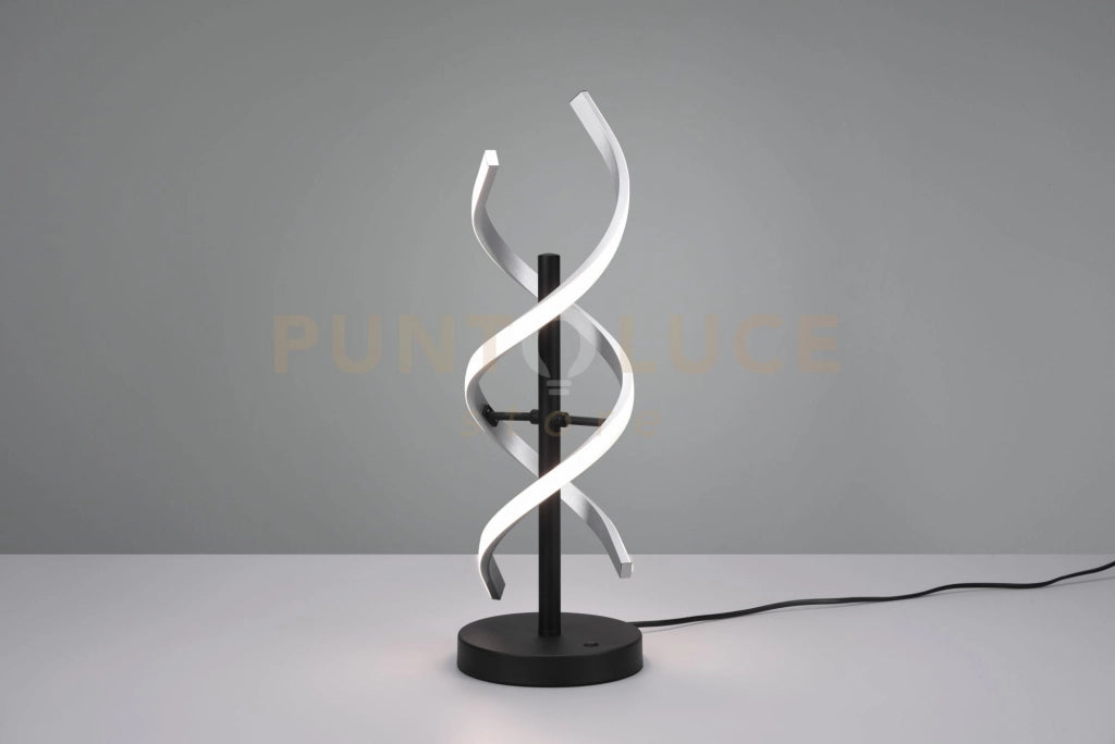 SEQUENCE LAMPADA DA TAVOLO LED 20,5W 2600lm, 2300+3000+4000K SPIRALE METALLO ALLUMINIO E NERO CON REGOLAZIONE INTENSITA' E TEMPERATURA DI COLORE DELLA LUCE CON INTERRUTTORE TOUCH H. 48,5CM