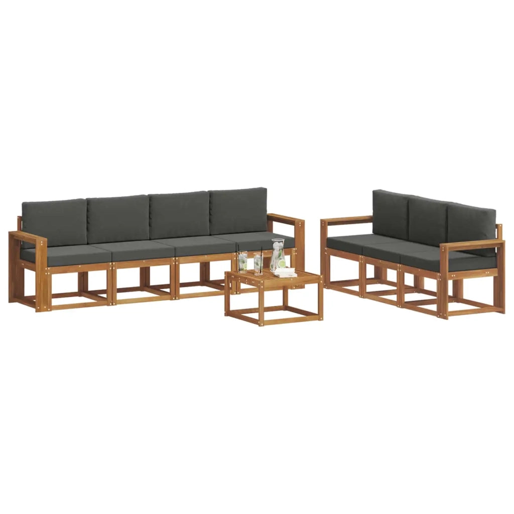 Set di divani da esterno con cuscino 8 pcs Naturale e Antracite 3366120