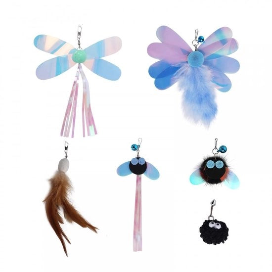 Giocattoli per gatti - Set di 6 pezzi con cuscino - con cappio - per il divertimento dei gatti - per pulire i denti - materiali di alta qualità - piacere dei gatti - attrezzo per gatti con corda