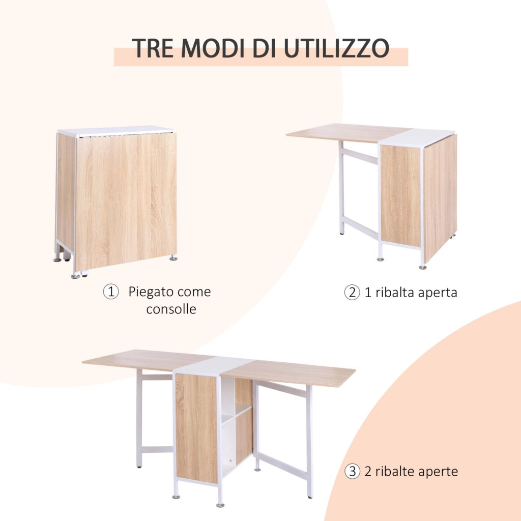 EasyComfort Tavolo Multiuso Design Pieghevole con 4 Scompartimenti 169 × 60 × 75cm