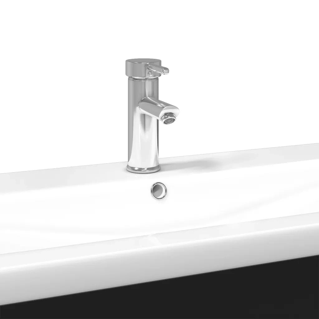 Mobiletto da bagno sospeso 100 x 38,5 x 48 cm con pratico vano contenitore design moderno legno nero 02_0055545