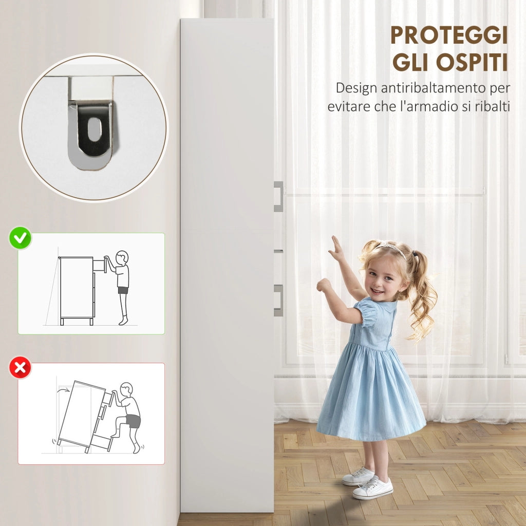 Credenza Cucina Alta con 2 Armadi e Cassetto ¨C zephmum ¨C Bianco