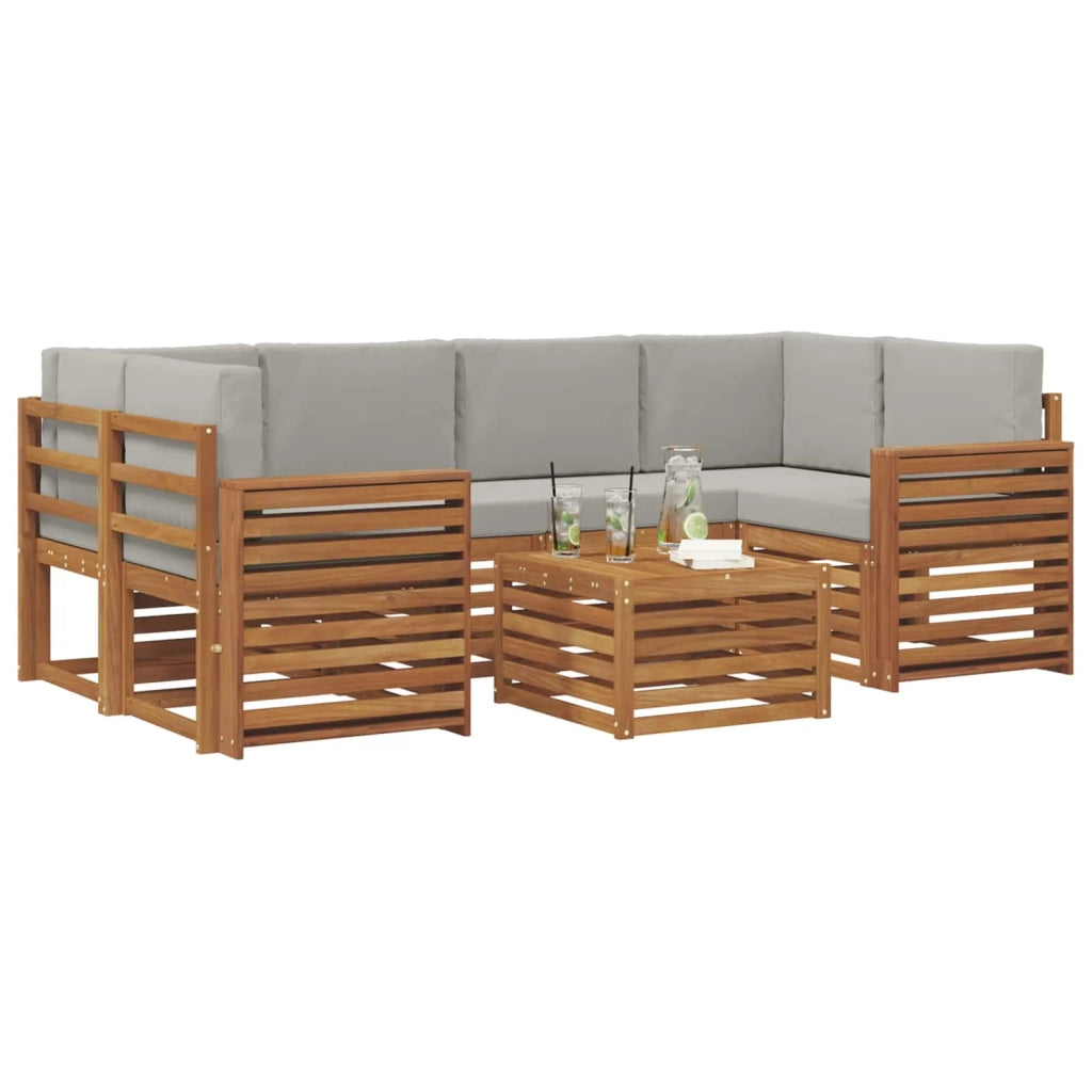 Set di divani da esterno 7 pcs Grigio Naturale e Chiaro 3374456