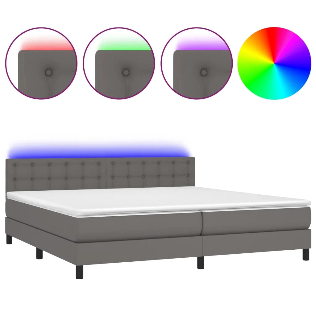 Giroletto Molle con Materasso e LED Grigio 200x200cm Similpelle 3134247