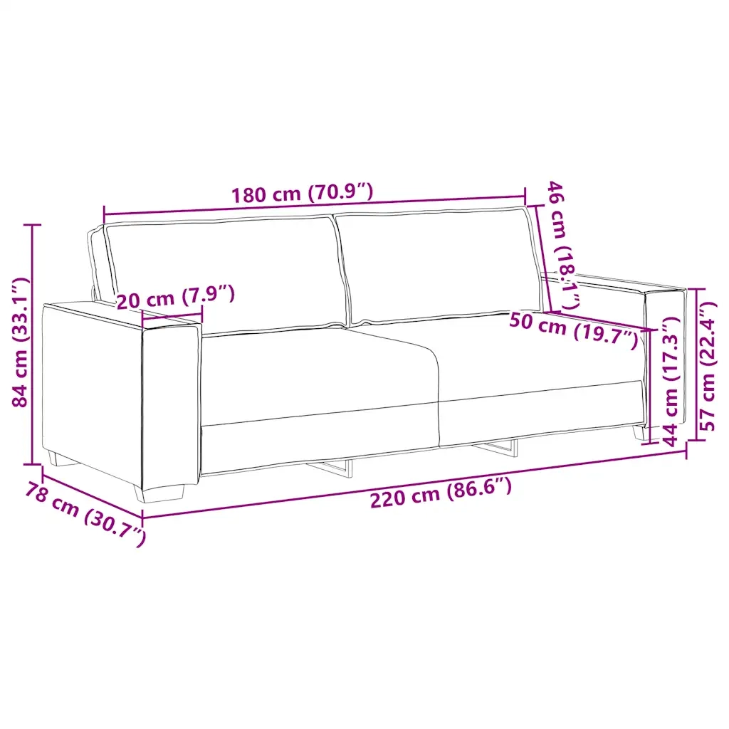 Divano a 3 Posti-Sofa 3 Posti Giallo 180 cm in Velluto 186459