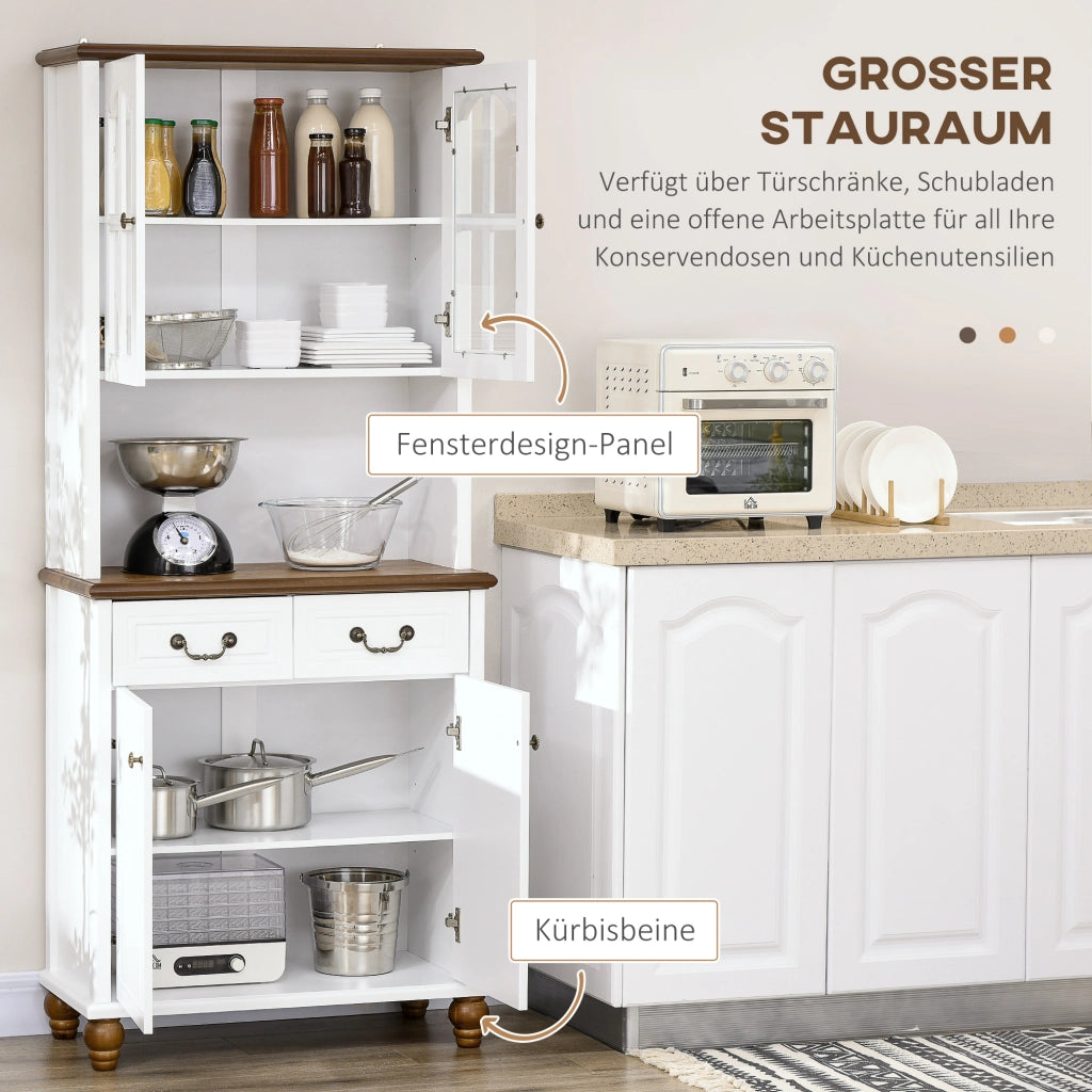 Credenza Cucina ¨C Minimal ¨C Bianco e Marrone 76x38x182 cm