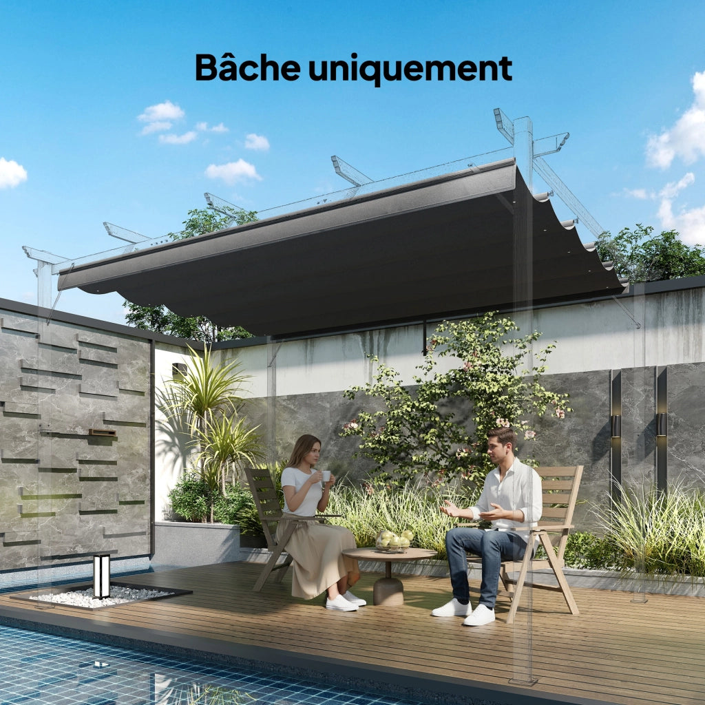Tenda per Pergola Retrattile ¨C Minimal ¨C 350x260 cm Grigio Scuro