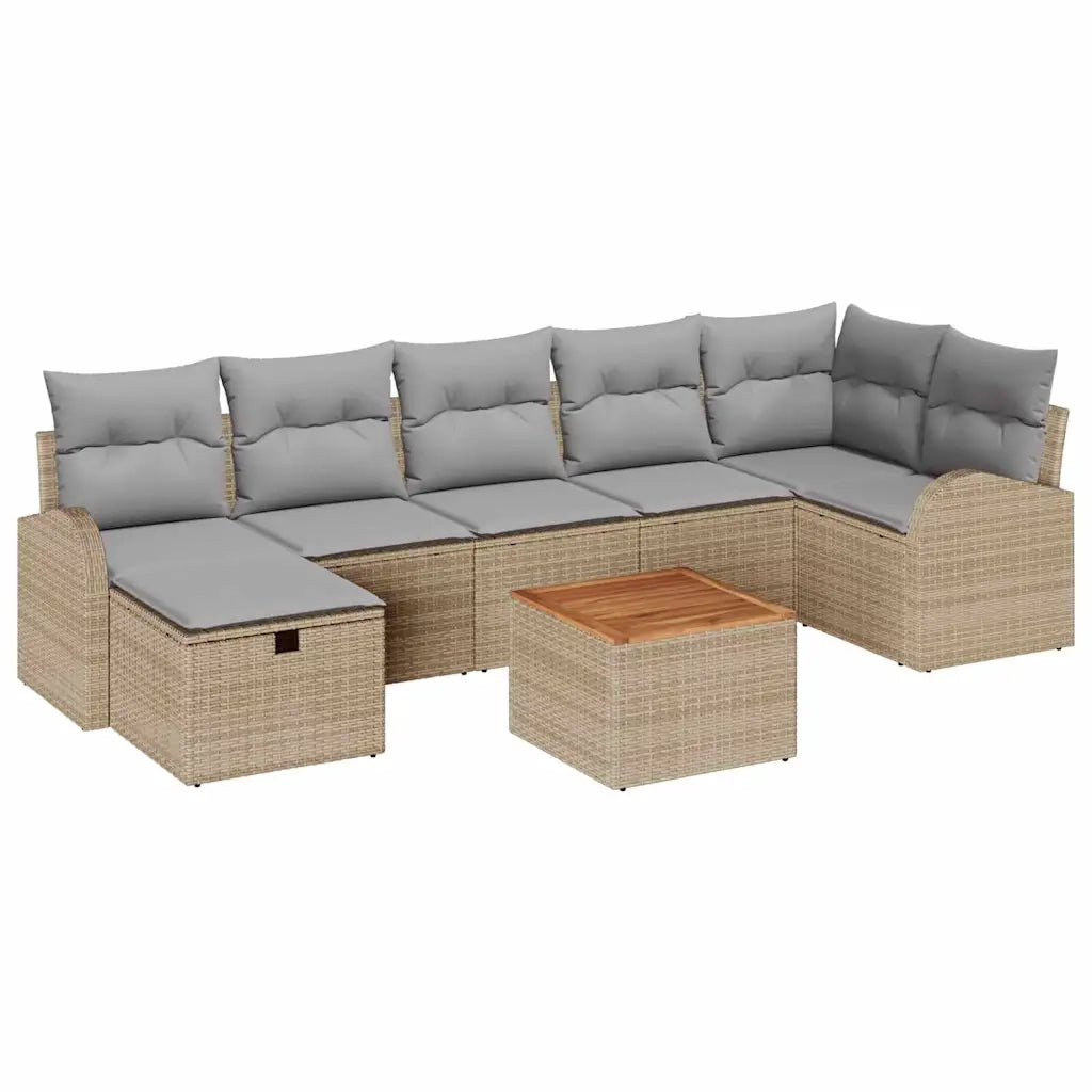 Set Divano da Giardino con cuscino 8 pcs Beige polyrattan 3359518
