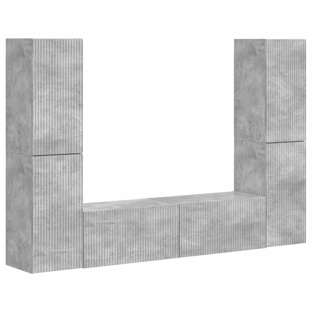 Set mobile TV 6 pcs Grigio cemento Legno multistrato 3409108