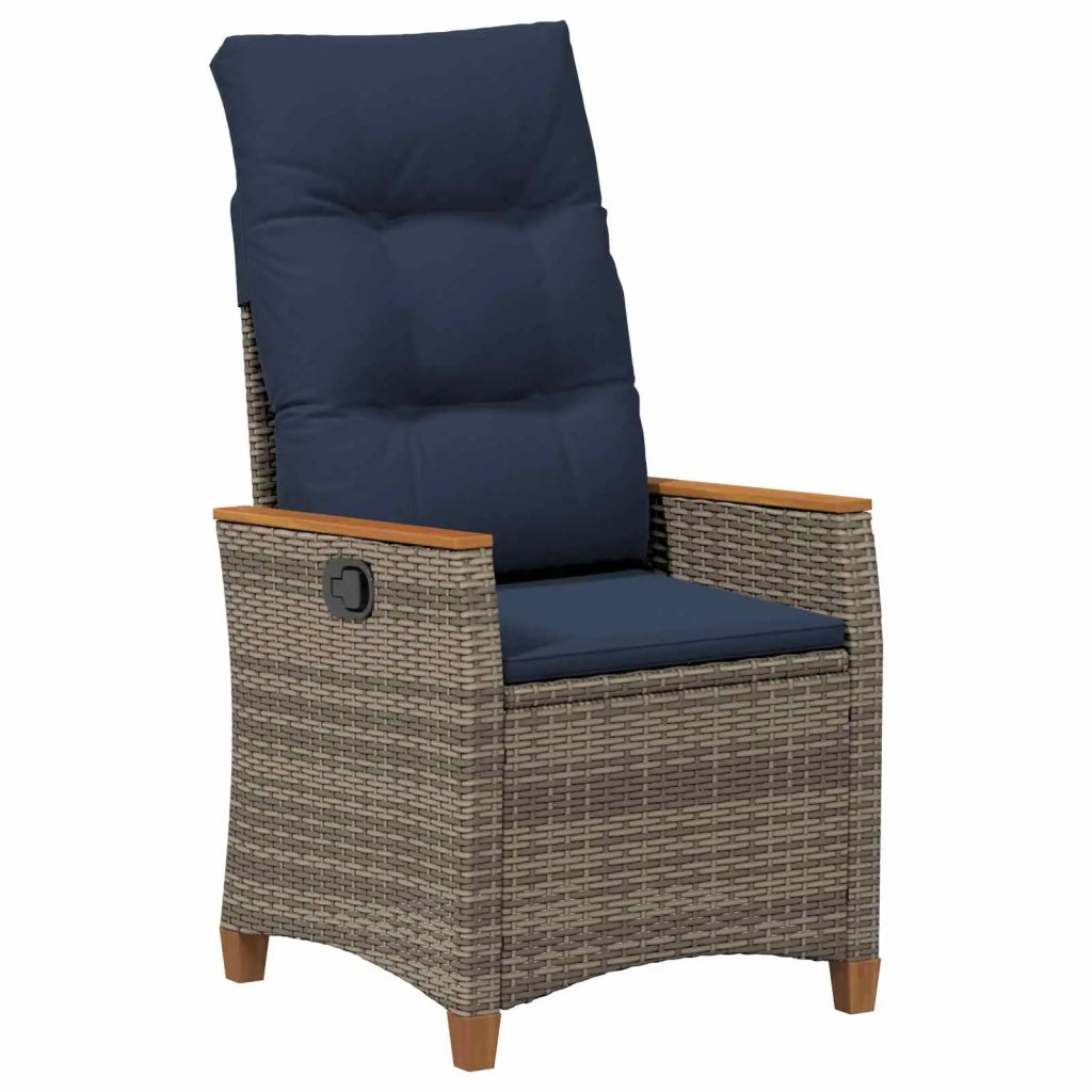Sedia da giardino reclinabile Grigio e Blu Navy polyrattan 42026862