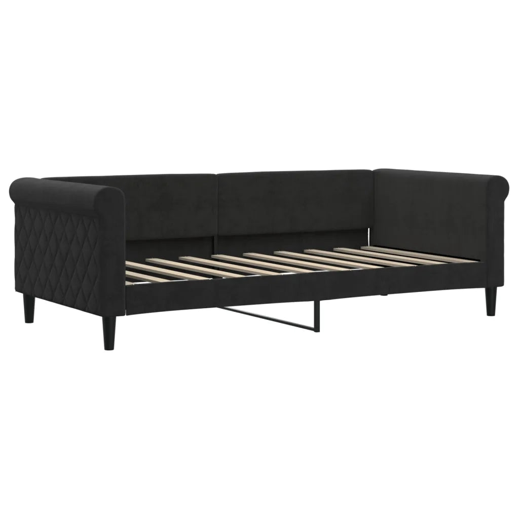 Divano Letto Estraibile con Cassetti Nero 90x190 cm in Velluto 3197834