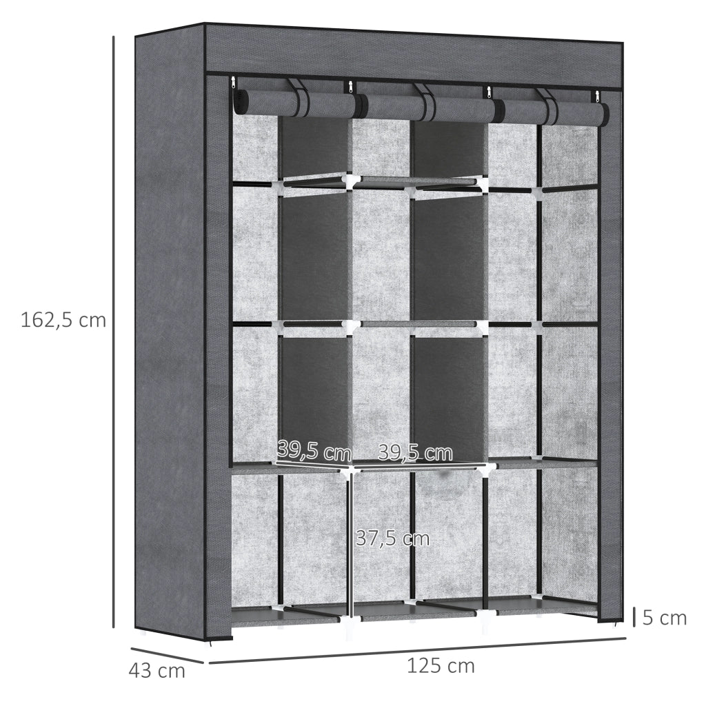 Armadio guardaroba con ante e ripiani ¨C Minimal ¨C grigio
