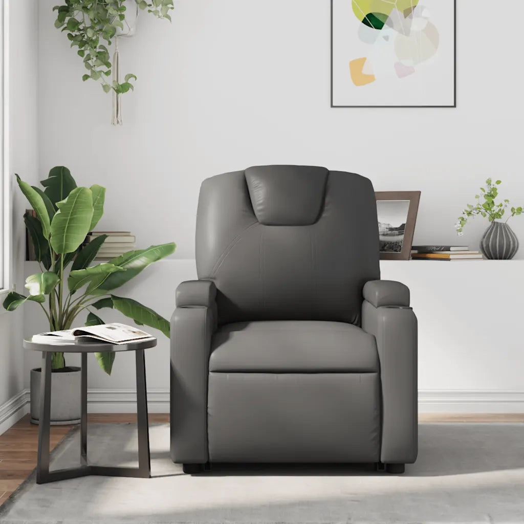 Poltrona | Sedia Relax Reclinabile Grigia in Similpelle