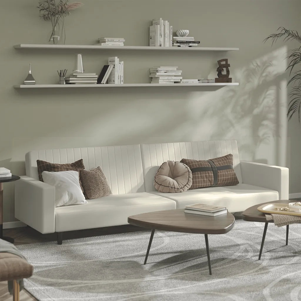 Divano Letto a 2 Posti-Sofa Letto 2 Posti-Daybed Crema in Velluto 206613