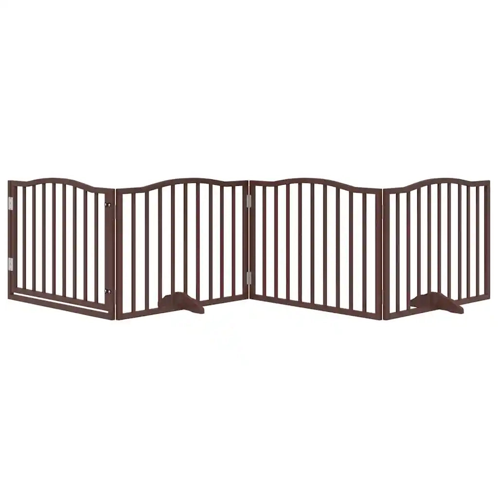 Cancello Cani Porta Pieghevole Marrone 4 Pannelli 320cm Pioppo 352233