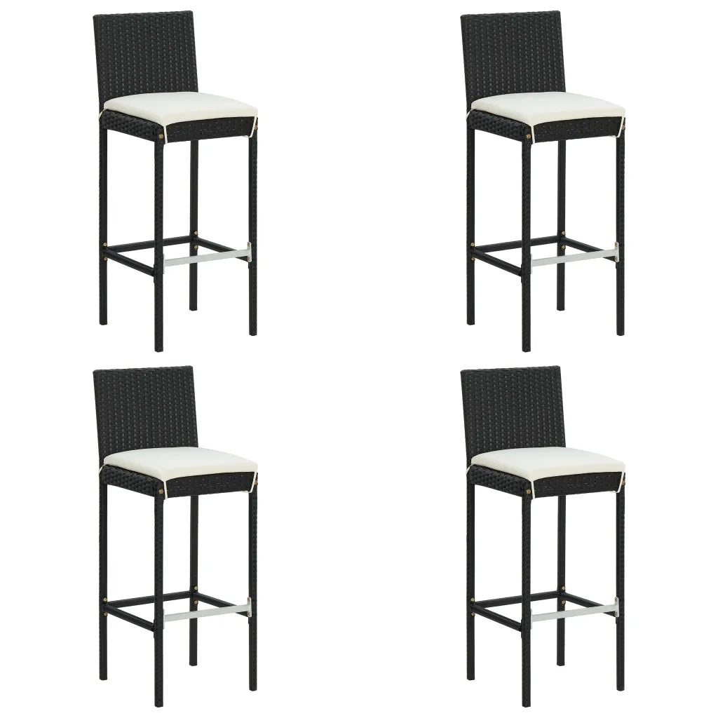 Set Bar da Giardino 5 pz con Cuscini in Polyrattan Nero 3187642
