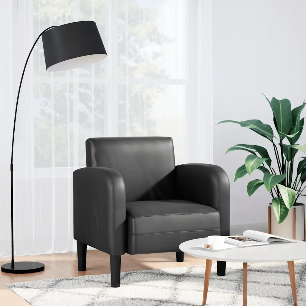 Divano Poltrona | Sedia con Braccioli Nero 54 cm in Similpelle