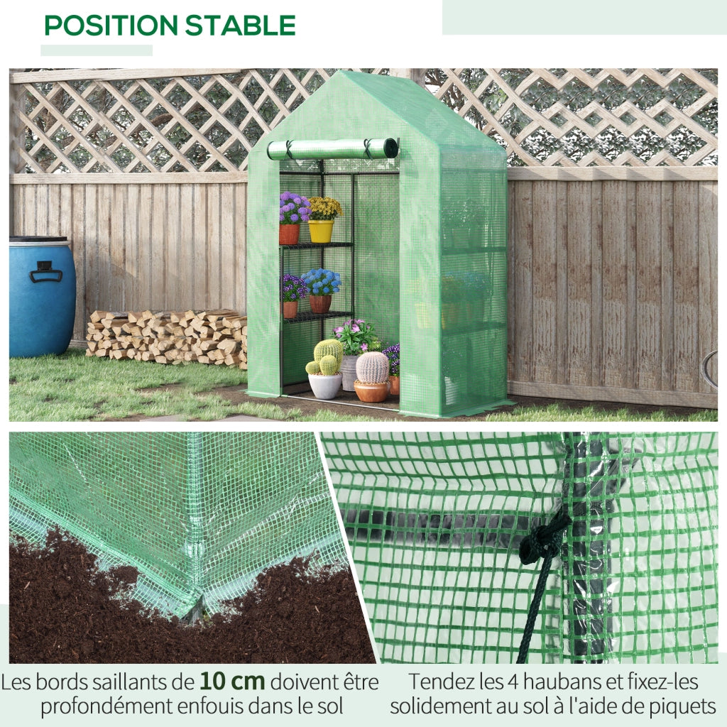 Serra da giardino con ripiani 3 livelli ¨C Minimal ¨C verde 141x72x191 cm